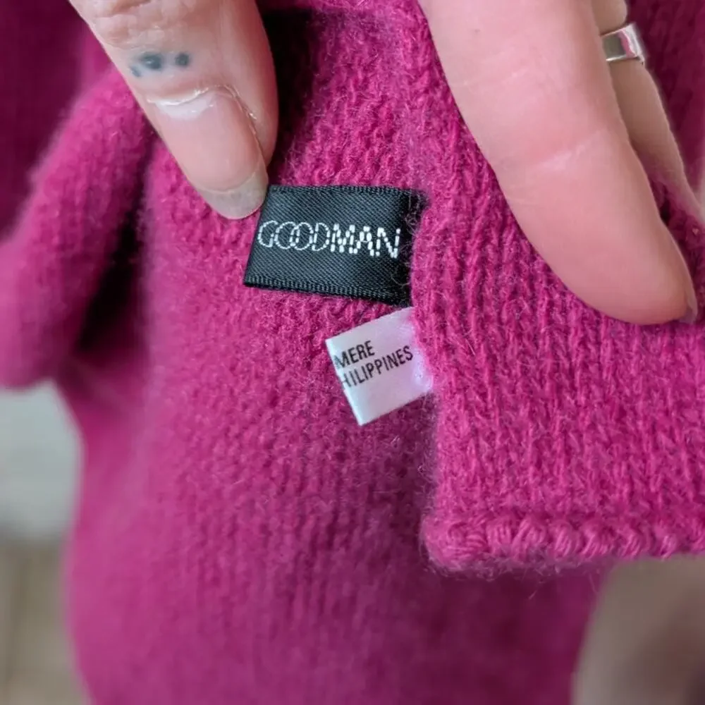 Bergdorf Goodman Vintage Hot Pink Cashmere Luxury Scarf Fuzzy Magenta Shawl Wrap